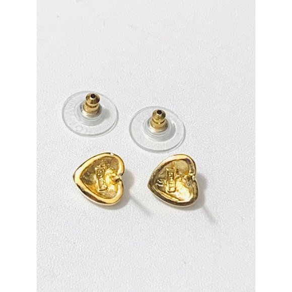 Vintage Signed Roman Rhinestone Heart Earrings - Picture 7 of 9